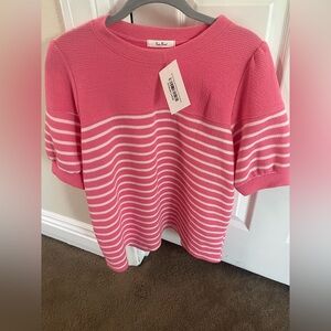 Tres Bien Pink and White Striped Top